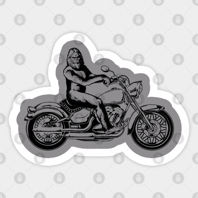 Bigfoot on Motorcycle Sticker by JameMalbie